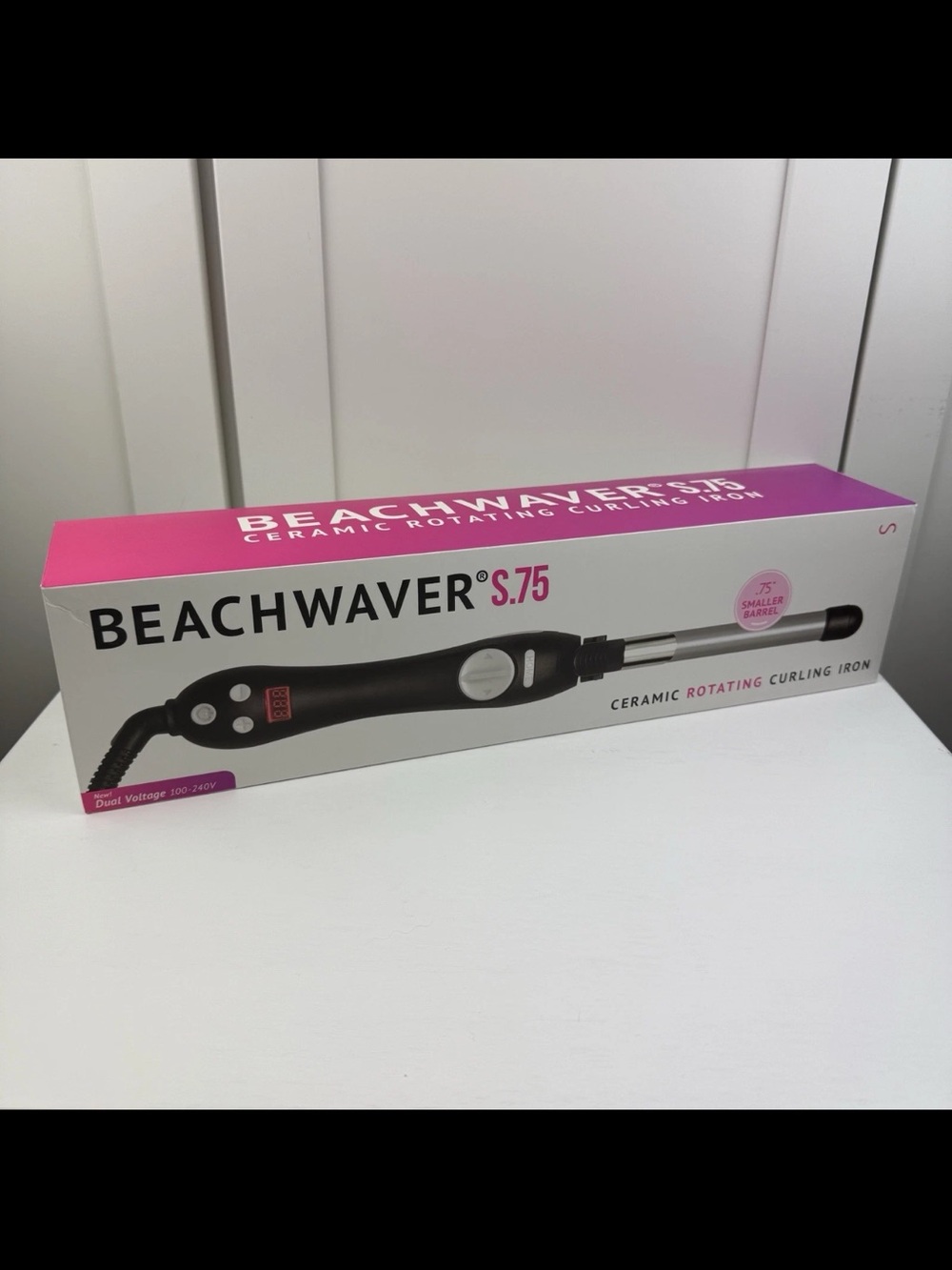 Beachwaver Co S.75 Ceramic Rotating Curling Iron .75 Inch Barrel Black & Silver!